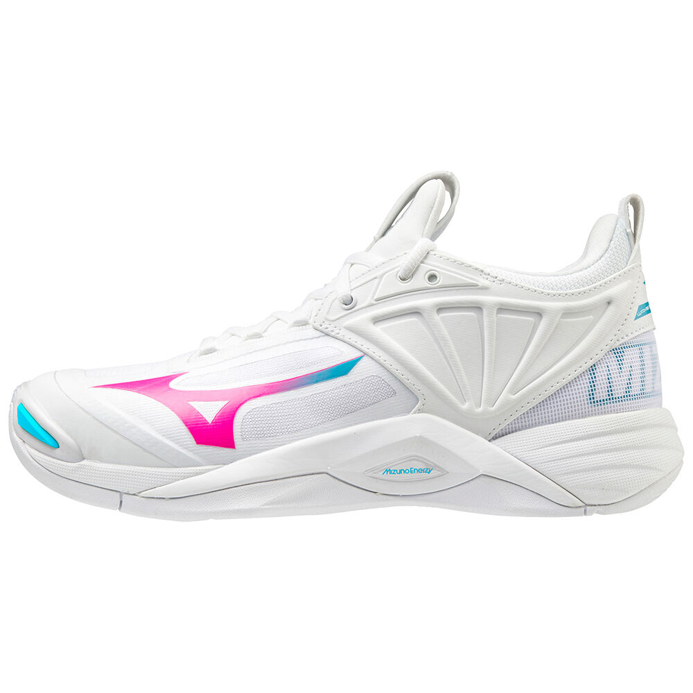 Tenis Para Voleibol Mizuno Wave Momentum 2 Para Mujer Blancos/Rosas/Azules Turquesa 0972546-PQ